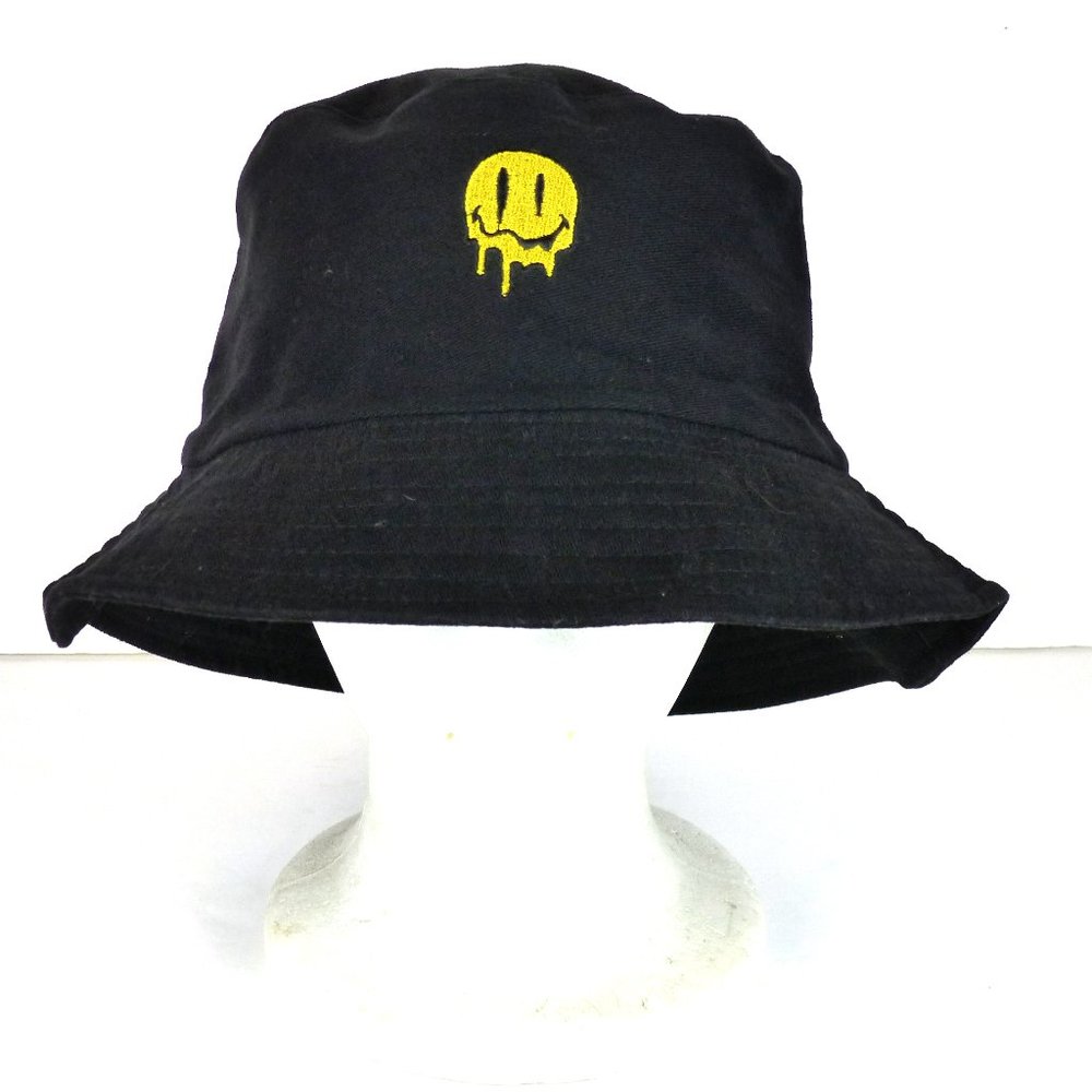 Eighty Eight Embroidered Melting Face Bucket Hat Adult One Size Black Reversible